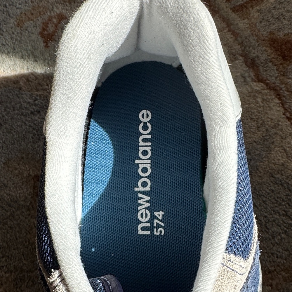 New Balance Unisex Navy and White Retro classic 574 Sneakers - Picture 10 of 16